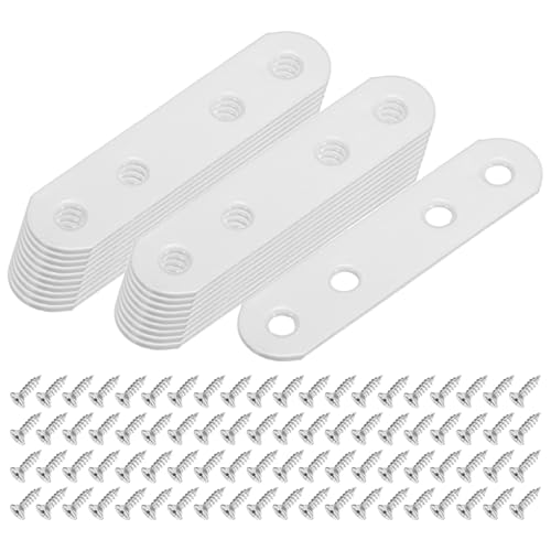 M METERXITY 20-Pack Flat Straight Brackets 2.95x0.71in, White - color: White, size: 75mm