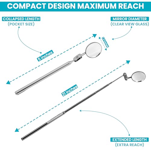 Harrier Hardware 2-Pack Telescopic Insp Mirror 5-21" Swivel - color: Mirror