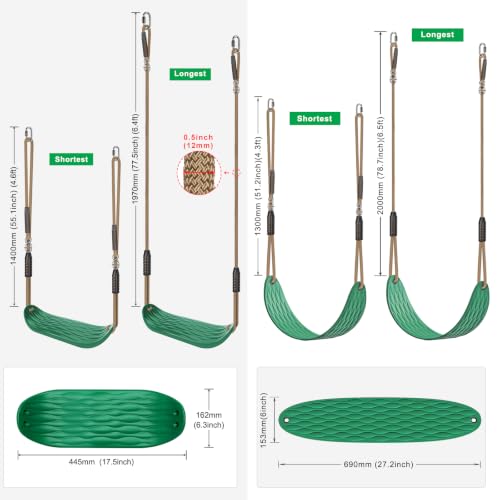 2Pack Heavy Duty Swing Seats for Kids Green Soft EVA Anti Slip Seat Outdoor - color: Green Soft Eva & U-shape Swing Seats