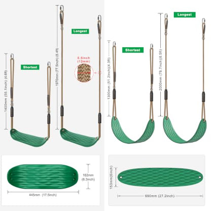 2Pack Heavy Duty Swing Seats for Kids Green Soft EVA Anti Slip Seat Outdoor - color: Green Soft Eva & U-shape Swing Seats