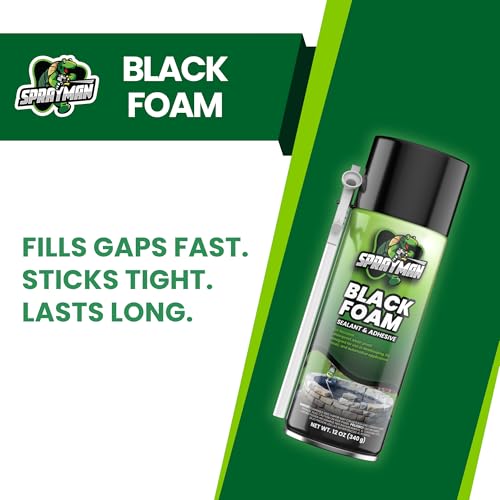 Sprayman Black Waterfall Foam Sealant - (2x12oz) Expanding Polyurethane Pond Foam Sealer, UV Resistant, Water Proof Spray for Landscape & Exterior, Straw Use, 2 Pack - size: 2 Pack