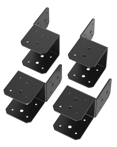 4×4 Pergola Post Bracket Kit, Joist Anchor Connector Black 4-Pack - color: Black-4 Pcs