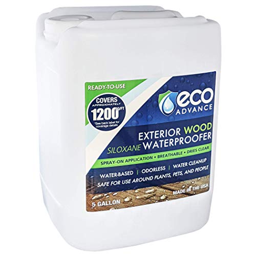 Eco Advance Exterior Wood Siloxane Odorless Spray-On Application Waterproofer Water Repellent, Safe for Use Around Plants, Pets, and People, 5 Gallon - size: 5 gallon
