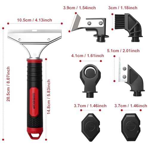 WISEUP Caulking Tool，6 in 1 Caulk Remover Tool with Grout Scraper，Brush