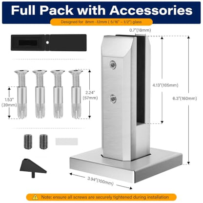 LukLoy 1 Pack 304 Stainless Steel Heavy-Duty Glass Railing Spigots - color: Silver - 1Pack