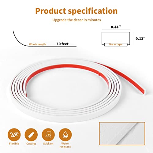 WOWSTAR Peel and Stick Molding Trim, 10 ft, White - color: White, size: 10 Feet