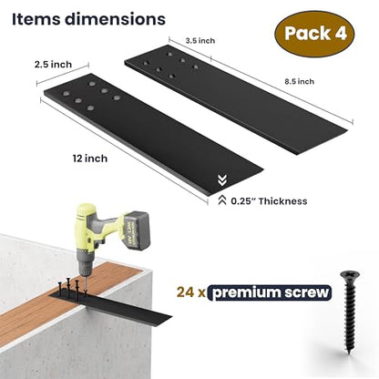 BATODA 12" Countertop Support Brackets (4PCS), Steel Knee Wall Support - size: 12 Inch