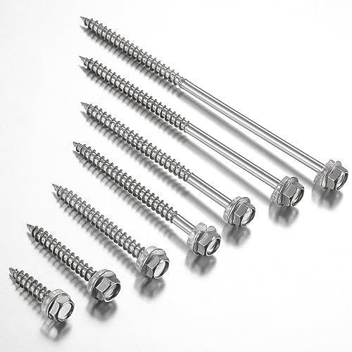 WenSilon (120Pcs)#10x3 Self-Tapping Screws for Wood 410 Stainless Steel Hexagon Head Quick Tapping - color: #10x3"