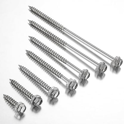 WenSilon (120Pcs)#10x3 Self-Tapping Screws for Wood 410 Stainless Steel Hexagon Head Quick Tapping - color: #10x3"