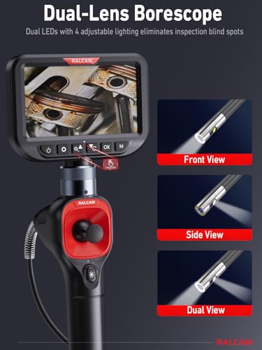 Ralcam 360° Articulating Borescope Dual Lens, 0.25in Slim Probe - size: 5FT Flexible Cable-6.5mm Lens