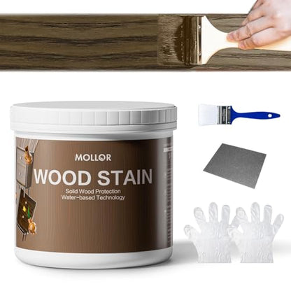 16 Oz Wood Stain and Sealer in One, Black Sandalwood, with Tools - color: Black Sandalwood, size: 16 FL.OZ