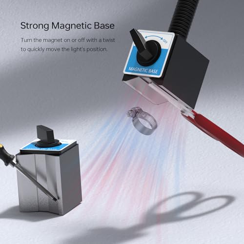 LED Magnetic Work Light, 1500lumens 20in Flexible Gooseneck Work Lamp with Strong Magnetic Base for Lathe Machines, Workbenches. 15W，Yuan 915