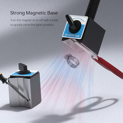 LED Magnetic Work Light, 1500lumens 20in Flexible Gooseneck Work Lamp with Strong Magnetic Base for Lathe Machines, Workbenches. 15W，Yuan 915
