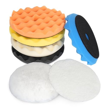 Autolock 5 Inch Buffing Polishing Pads, 7 Pcs 5'' Waffle Foam Buffing Pad - size: 5.5 inch 7 pack