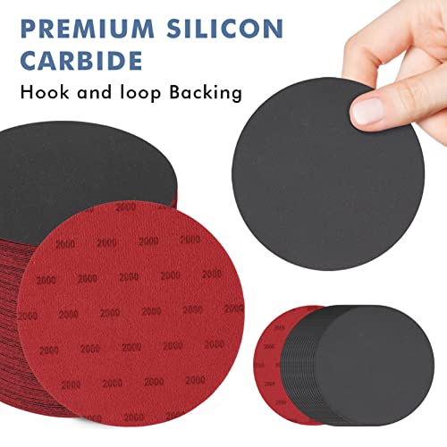 6 Inch 25 PCS 2000 Grit Sanding Disc Wet Dry Sandpaper Hook Loop Sand Paper - style: Grit 2000