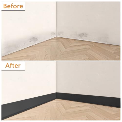 RONSEN Vinyl Peel and Stick Baseboard Molding Trim 16.4 ft - color: Black, size: 16.4 ft