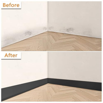 RONSEN Vinyl Peel and Stick Baseboard Molding Trim 16.4 ft - color: Black, size: 16.4 ft