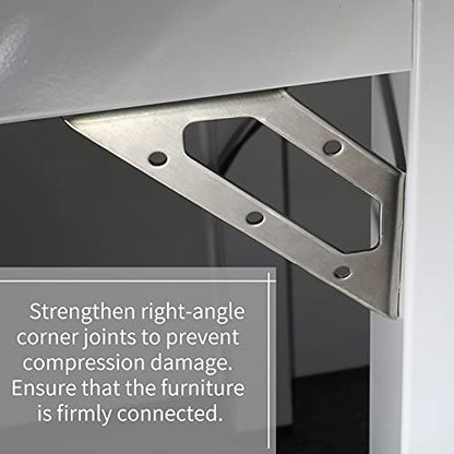8 Pcs Trapeziform Corner Brace Stainless Steel (5.6 Inch, Silver)