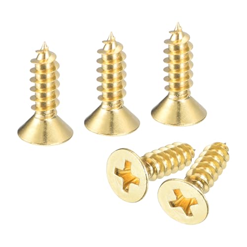 uxcell 20Pcs Brass Wood Screws, M5 x 16mm Phillips Flat Head Self Tapping Screw Woodworking Screw for Door Hinges, Wooden Furniture, Home Appliances - size: M5 x 16mm
