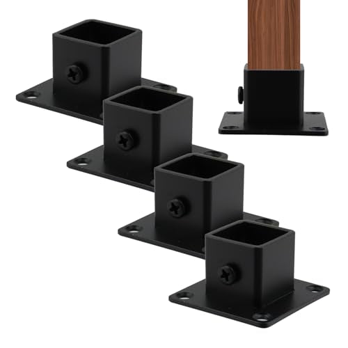 Wealrit 4 PCS Square Deck Post Base,0.75" Flange Anchor Fence Post Spike - style: 4 pcs 0.75" Black