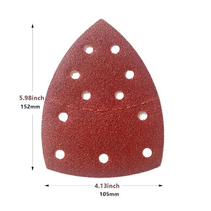 100 PCS Mouse Detail Sander Sandpaper 11 Holes, 180 Grit Hook and Loop Mouse Sanding Sheets Aluminum 0xide Mouse Sanding Pads 11 Holes Triangular Sanding Paper for Detail Mouse Sander - size: 11 Holes-180 Grit