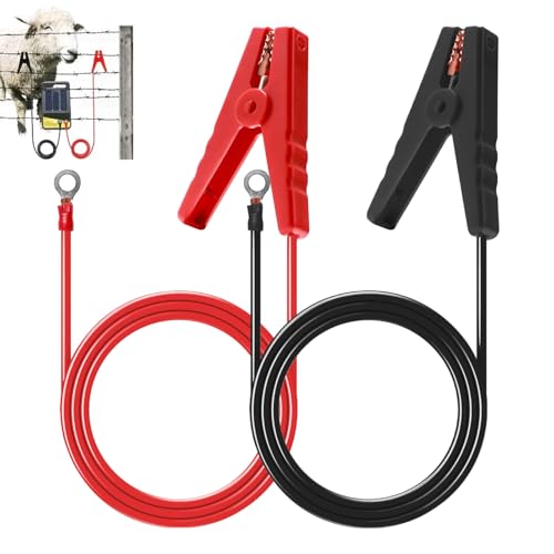 3.3FT Electric Fence Wire Alligator Clips, Electric Fence Kit Connect Energizer, and Electric Fence Charger Solar Powered Electric Fence for Energizer to Fence Wire & Ground System, 2Pcs