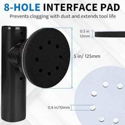 5 Inch 8 Holes Foam Sanding Pads 2Pcs Interface Pad - size: 125mm