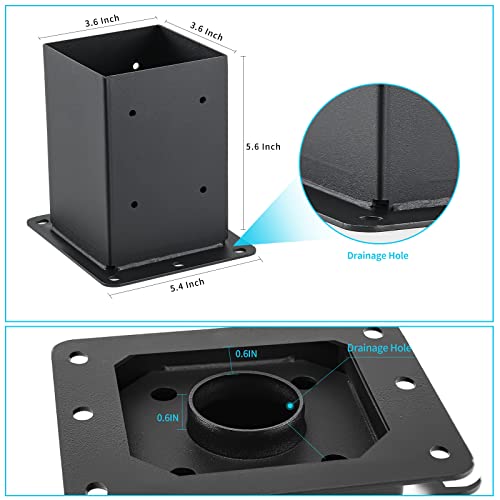 4x4 Post Base 8 Pcs, (Inner Size 3.6x3.6) Post Anchors, 13GA Thick Solid Steel & Black Powder Coated,Deck Post Brackets Support Deck Base Plate Pergola Brackets Fence Kit Mailbox Mount… - size: 4"x 4", style: 8 Pcs