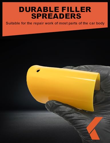 KREFINISH Body Filler Spreaders (4, 5, 6in 15Pieces) - Yellow Reusable Plastic Spreader Auto Body Spreader for Automotive Fillers, Putties, Glazes, Caulks and Paint - size: 3 Sizes