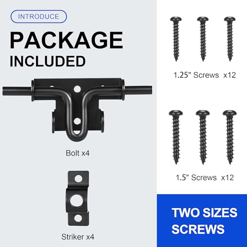 Slide Bolt Gate Latch, 4 Pack Heavy Duty Slide Latches - size: 4 Pack