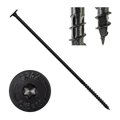 SPAX 5/16" x 10" Powerlags XF Exterior Pancake Head Structural Wood Lag Screws (150 pcs) T40 T-Star HCR Heavy Duty Timber Landscape Deck Structures High Corrosion Resistant - size: 5/16" x 10"