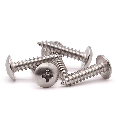 #10 x 1/2" Stainless Steel Truss Head Self Tapping Screws, 304 SS (18-8), Phillips Drive, Corrosion Resistant Screws for Wood, Metal & Sheet Metal Projects, 50 Pack - size: #10 x 1/2"