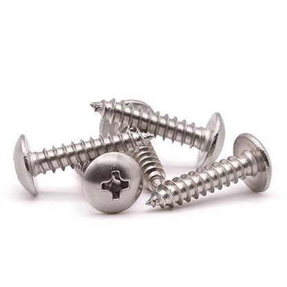 #10 x 1/2" Stainless Steel Truss Head Self Tapping Screws, 304 SS (18-8), Phillips Drive, Corrosion Resistant Screws for Wood, Metal & Sheet Metal Projects, 50 Pack - size: #10 x 1/2"