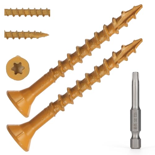 Wood Screws #8 x 1-5/8’’, T25 Star Torx Drive Flat Head Deck Screws, Tan, 154Pcs (1lb) - color: Tan, size: 8X1-5/8’’