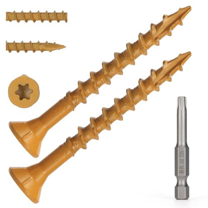 Wood Screws #8 x 1-5/8’’, T25 Star Torx Drive Flat Head Deck Screws, Tan, 154Pcs (1lb) - color: Tan, size: 8X1-5/8’’
