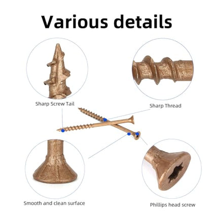 Wood Screws #10 x 3’’, T25 Star Torx Drive Flat Head Deck Screws, Brown, 58Pcs (1lb) - color: Brown, size: 10X3’’