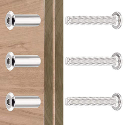 40 Sets Silver Furniture Connector Bolts M6x40mm Binding Screws for Wood - color: M6x40mm-D