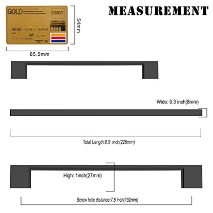 Amerdeco 10 Pack Matte Black Cabinet Pulls 7.5" - color: Matte Black, size: 7.5" hole center