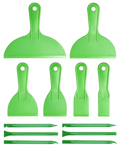 12 Piece Plastic Putty Knife Set Flexible Scraper Tool Kit Green