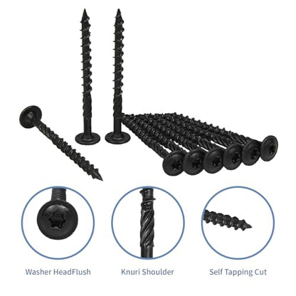 50PCS #10 x 3 Deck Screws, Exterior Wood Screws, Lag Screws, T25 Star Bit - color: Black, size: #14 x 3"