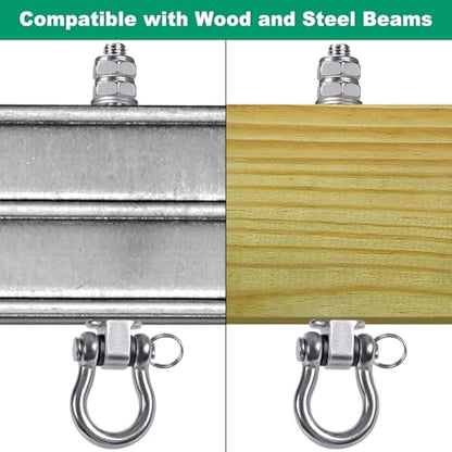 SELEWARE 2 Pcs Stainless Steel Bearing Swing Hangers Heavy Duty Swing Hooks - color: 2 Pack Bearing Hangers (5" X M2/5" Threaded Rod)