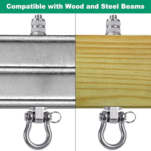 SELEWARE 4 Pcs Stainless Steel Bearing Swing Hangers Heavy Duty Swing Hooks - color: 4 Pack Bearing Hangers (5" X M2/5" Threaded Rod)