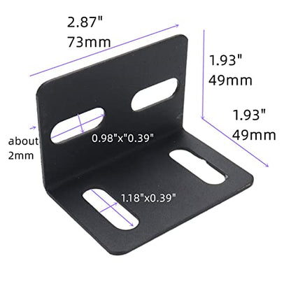 Angle Bracket 4Pcs 90Deg L T Shape Adjustable 2.87x1.93in - size: 73x49x49 T 4Holes