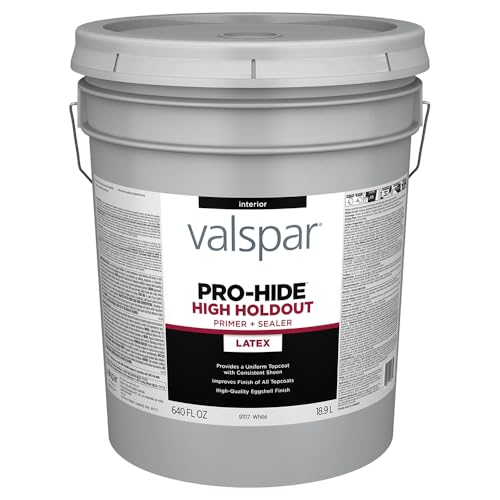 5 gal Valspar 91117 White Pro-Hide Interior High Holdout Latex Primer - size: 1 Count (Pack of 1), style: INTERIOR LATEX