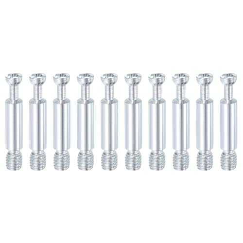 uxcell 10Pcs 35mm Furniture Connecting Fittings, Thread Bolts Dowels Screws, Metal Dowel Fitting Fasteners for Cabinet Drawer and Wardrobe Furniture, Silver - size: 35mm