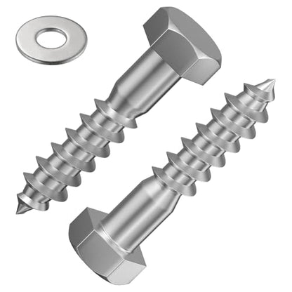 Wensilon Lag Screws Wood Screws,(80PCS, 1/4"x1", Silver) Hex Head Lag Bolts,(6x25) Heavy Duty Lag Screws,304 Stainless Steel Bolts 18-8 - color: Silver, size: 1/4"x1"
