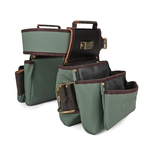 Canvas Tool Rig Belt Bag with Suspenders for Carpenter Framers Electricians
