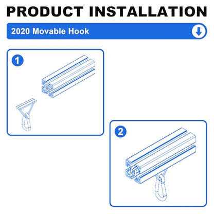 12 Pack 2020 Extrusion Sliding Hook Black - color: Black, size: 20-Sliding Hook