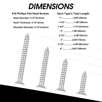Black Head 50 PCS #10X2-1/2(2.5 inch) Stainless Steel Phillips Flat Head Wood Screws,Stainless Steel 18-8 A2(304) Screw,Home Screw Kit by QISHENG - color: Black, size: #10X2-1/2"(2.5 inch)