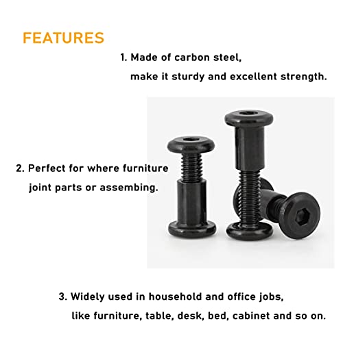 Black M6 Hex Drive Socket Cap Bolts Kit, binifiMux 35-Set Allen Head Countsunk Furniture Crib Bolts Nuts Kit, M6x15mm/ 20mm/ 25mm/ 30mm/ 35mm/ 40mm/ 50mm - size: 15mm/20mm/25mm/30mm/35mm/40mm/50mm 70pcs